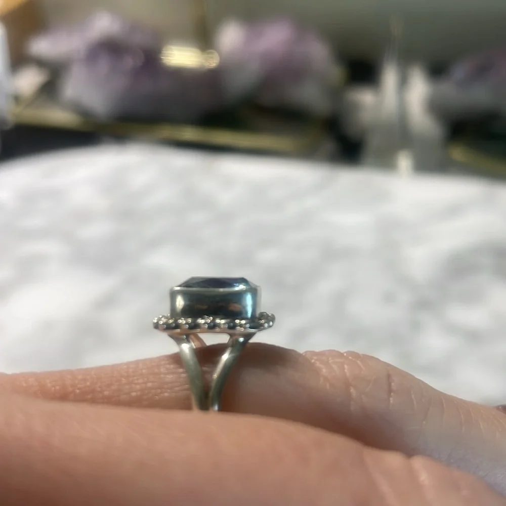 Mystic topaz 925 sterling silver ring in size 7